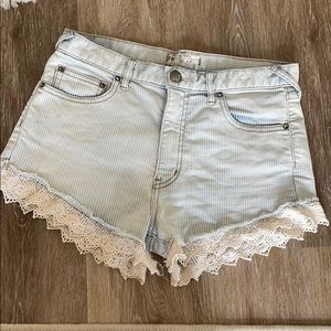 Free People Lace Trim Shorts: Pin stripes